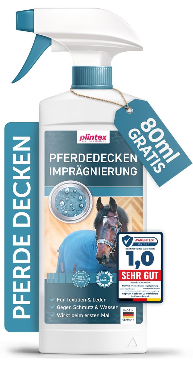PLINTEX® Pferdedecken Imprägnierspray 580ml schonend & geruchsfrei - Pferdedecke Imprägnierung Spray für Outdoordecke, Regendecke & Zubehör - Pferd Decken Imprägnierspray