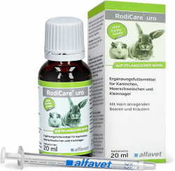 alfavet RodiCare URO, Ergänzungsfuttermittel zur Verringerung der Harnsteinbildung für Kaninchen, Meerschweinchen und Kleinnager, 20ml, Dosierspritze 20 ml (1er Pack)