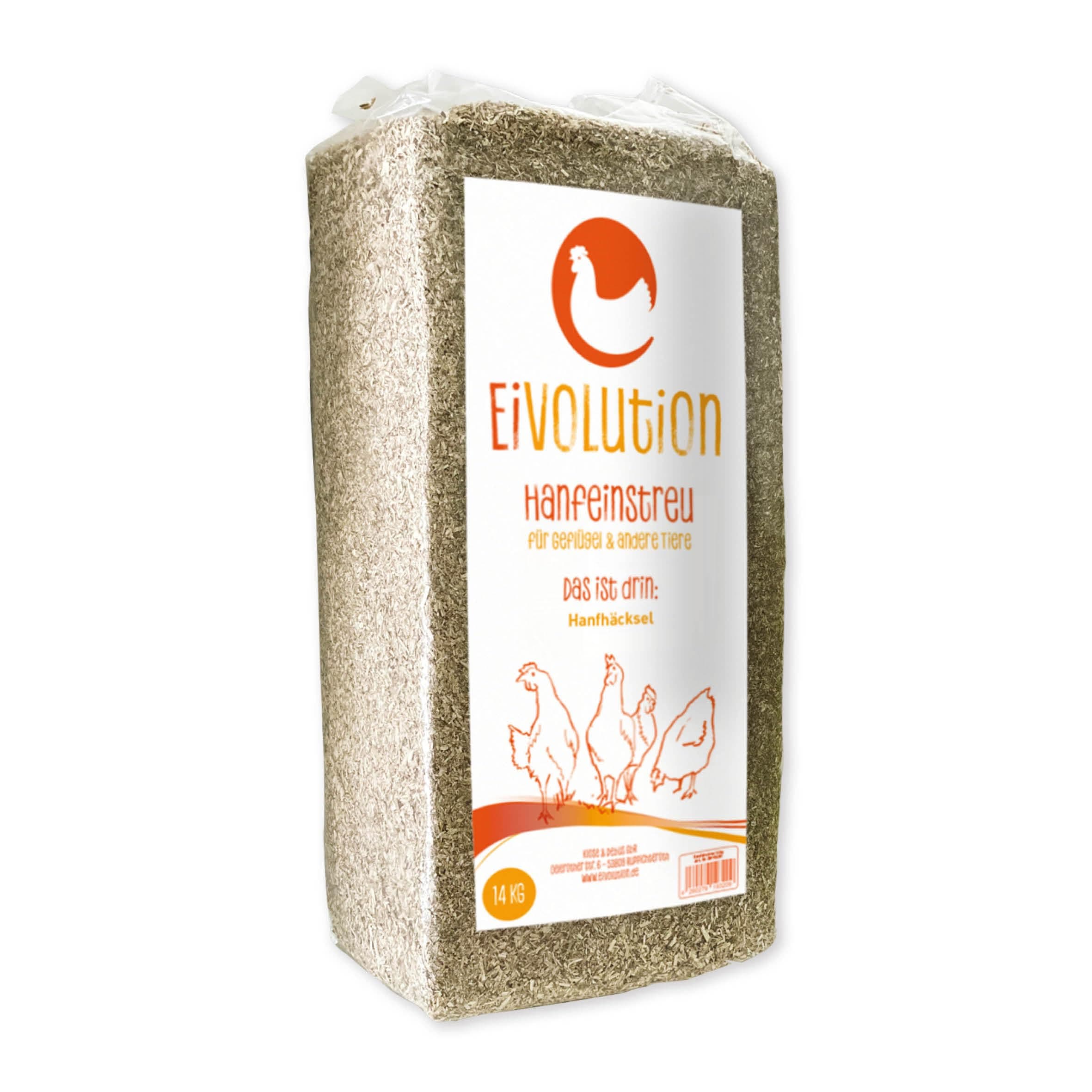 eivolution Hanfeinstreu 14 KG - Extreme Saugkraft & Geruchsbindung für Hühner, Pferde & Nager - Staubarm & Umweltfreundlich - Kompostierbar 14kg