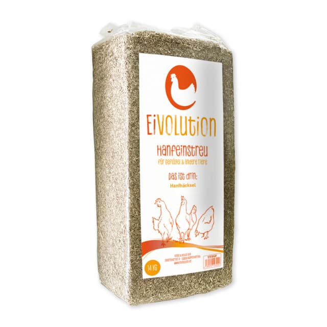 eivolution Hanfeinstreu 14 KG - Extreme Saugkraft & Geruchsbindung für Hühner, Pferde & Nager - Staubarm & Umweltfreundlich - Kompostierbar 14kg
