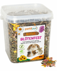 petifool Blütenfest 380g - Ergänzungsfutter für Nager - natürliches Nagerfutter für Kaninchen, Meerschweinchen, Hamster, Chinchilla & mehr - ohne künstliche Zusätze - 100% Natur - artgerechtes Futter Blütenfest 380 g (1er Pack) Angebot bei HelloDeals