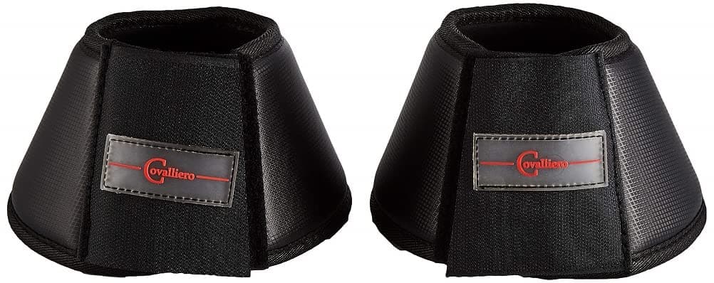 Covalliero, 2 x Hufglocken Protecto, schwarz, Full, Synthesekautschuk, Pferd, stoß absorbierend, doppelt gesicherter Klettverschluss Warmblut