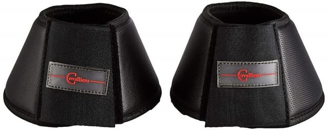 Covalliero, 2 x Hufglocken Protecto, schwarz, Full, Synthesekautschuk, Pferd, stoß absorbierend, doppelt gesicherter Klettverschluss Warmblut