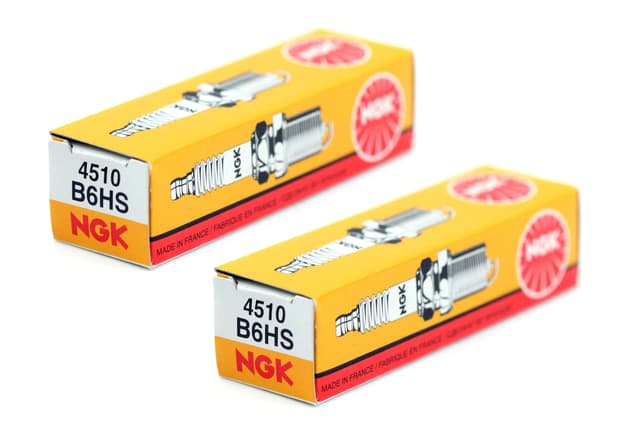 2x NGK B6HS Hochleistungs Zündkerze 2er Set Ø14mm für Motorrad Auto Boot Quad Motor Motorroller Kleinkrafträder PKW Stock Nr. 4510