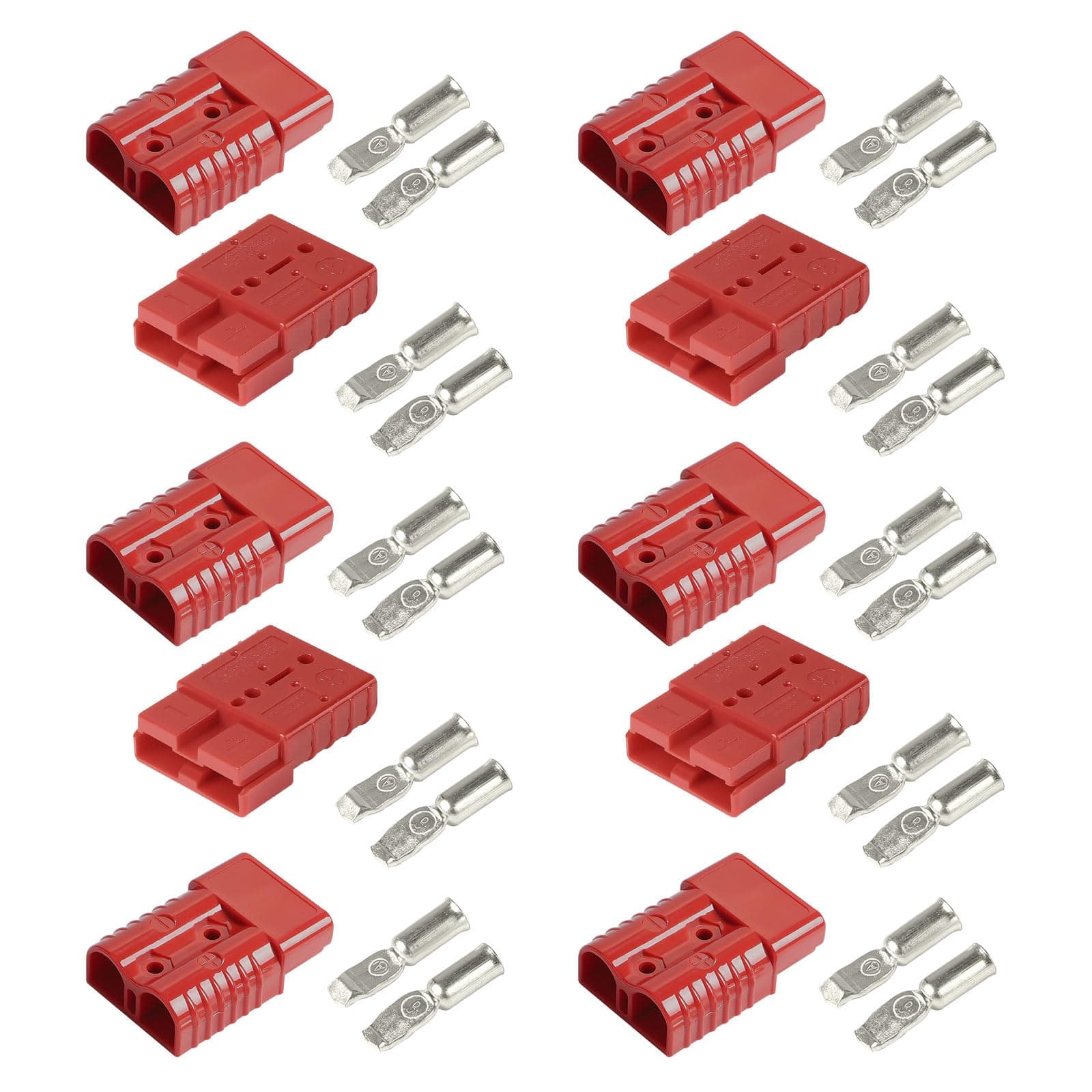 efuturetime 10 STK. Anderson Stecker 50A, Batterieanschluss 50A 600V, Batterie Schnelltrennstecker, Hochstromstecker für Autos, Wohnwagen, Boote, Solarsysteme, Rot 50A-Rot