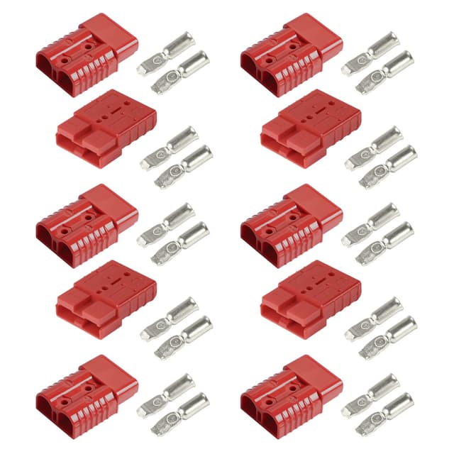 efuturetime 10 STK. Anderson Stecker 50A, Batterieanschluss 50A 600V, Batterie Schnelltrennstecker, Hochstromstecker für Autos, Wohnwagen, Boote, Solarsysteme, Rot 50A-Rot