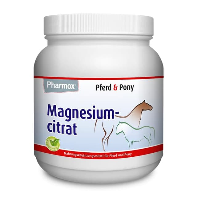 Pharmox Pferd & Pony Magnesiumcitrat (500 Gramm Pulver) - 100% aus reinem Magnesium ohne Zusätze - Hochdosiert - Ist gut für die Muskelfunktion - Für den Erhalt starker Knochen