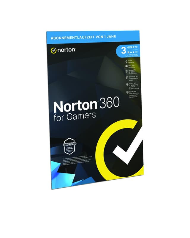 Norton 360 for Gamers 2025 | Cybersicherheit für Gamer | 3 Geräte | 1 Jahr | Aktivierungscode in Originalverpackung