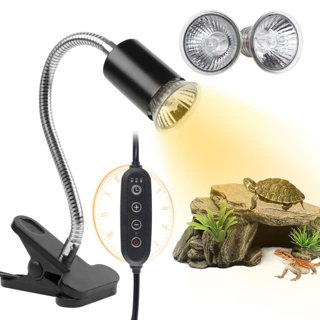 REPTI HOME Schildkröte Wärmelampe Terrarium, Reptilien UVA UVB Lampe Terrarium 25W+50W, E27 Wärmelampe Basking Spot für Schildkröte, Schlange, Eidechse Lampenset Lampenset