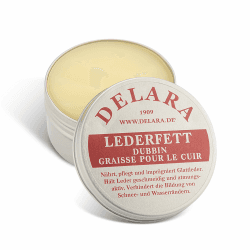 DELARA Hochwertiges Lederfett, nährt, imprägniert und pflegt Schuhe, Taschen, Reitsättel und Möbel aus Leder, Dose mit 100 ml, farblos - Made in Germany Angebot bei HelloDeals