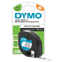 DYMO Original LetraTag Etikettenband| schwarz auf weiß | 12 mm x 4 m | selbstklebendes Kunststoff Schriftband | für LetraTag-Beschriftungsgerät 1 Stück Weiß Angebot bei HelloDeals