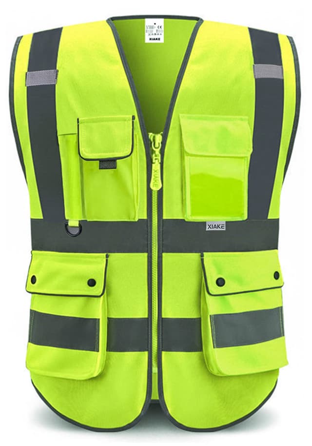 XIAKE RV120528 Reflektierende Sicherheitsweste mit hoher Sichtbarkeit mit 8 Taschen