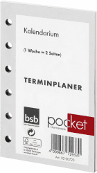 BSB Ersatzeinlage Kalendarium 2026 - ca. A7-1 Woche = 2 Seiten - 6-Fach Lochung - für Pocket Terminplaner Organizer, 02-0072 Single