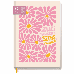 Häfft-Timer 2025/2026 A5 (Aug 25 - Sep 26) Hardcover Schülerkalender "Pink Flowers" Schulplaner, Schülerplaner, Studienplaner, Semesterplaner - nachhaltig & klimafreundlich