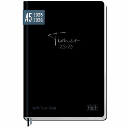 Häfft-Timer 2025/2026 A5 (Aug 25 - Sep 26) Hardcover Schülerkalender "Black Edition" Schulplaner, Schülerplaner, Studienplaner, Semesterplaner - nachhaltig & klimafreundlich