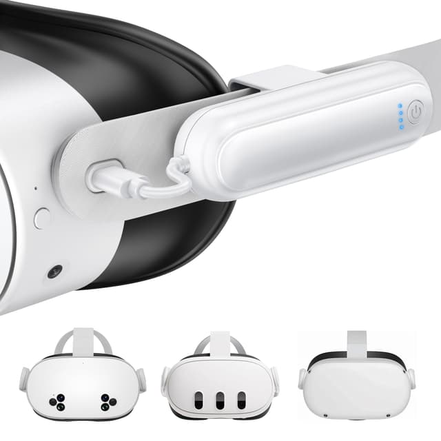 Akku-Pack für Meta Quest 3S/3/2, Kinwin 20000mWh 18W Schnelllade-Akku für Oculus Quest 3S/3 Zubehör, erweiterter VR Headset Akku, leichtes und tragbares Ladegerät für Extra 2-4H 1 Pack