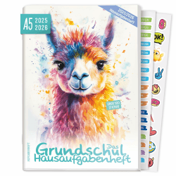 Häfft® Hausaufgabenheft Grundschule 2025/2026 A5 "Lama" Das Grundschul-Hausaufgabenheft inkl. Lerntipps, Sticker, Denkspiele - nachhaltig & klimafreundlich