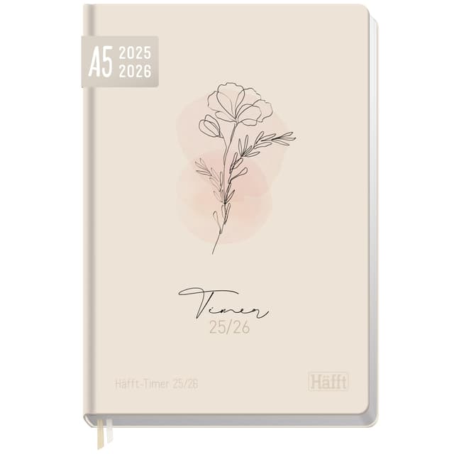 Häfft-Timer 2025/2026 A5 (Aug 25 - Sep 26) Hardcover Schülerkalender "Dainty Flower" Schulplaner, Schülerplaner, Studienplaner, Semesterplaner - nachhaltig & klimafreundlich