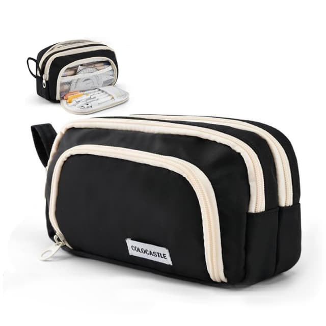 COLOCASTLE Federmäppchen Mäppchen mit 3 Fächer Federtasche große Kapazität Federmappe Mädchen Junge Teenager Erwachsene Schlamppermäppchen Pencil Case mit Tragegriff für Schule Büro