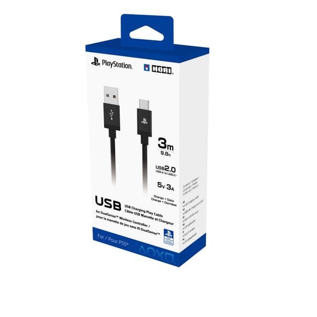 HORI USB Ladekabel für Playstation 5 - Offiziell lizenziert von Sony - 3m USB Kabel für PS5