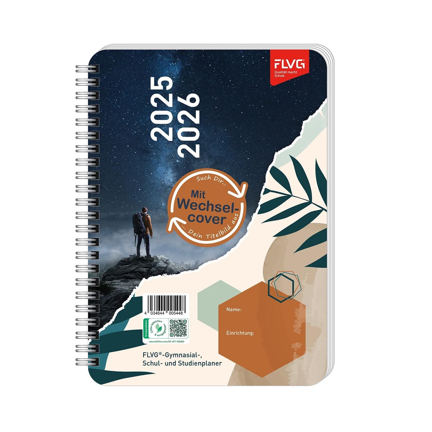 FLVG Schülerkalender 2025/2026, A5 Schulplaner, Hausaufgabenheft für Schule & Gymnasium mit Wechselcover