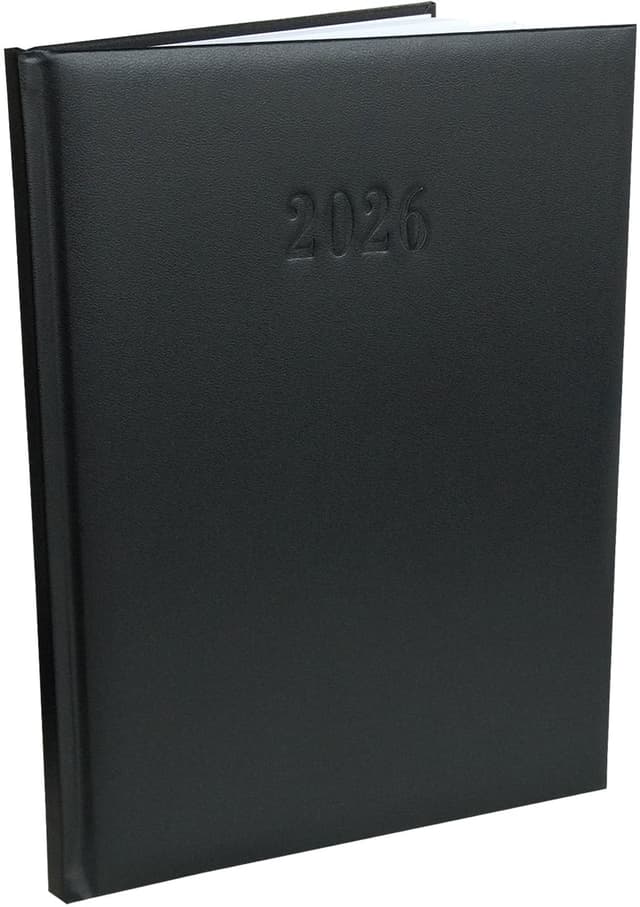 Chefplaner 2026 fast A4 Lederoptik Hardcover Terminbuch 2026 Buchkalender Terminplaner 2026 Chefkalender mit Wochenübersicht, Business Planer 2026 Kalenderbuch (Schwarz)