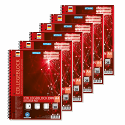 Stylex 43889-P6 - Collegeblock kariert, 6 Stück in DIN A4, je 80 Blatt mit 60 g/m² mit Spiralbindung 6 x DIN A4 kariert Single Angebot bei HelloDeals