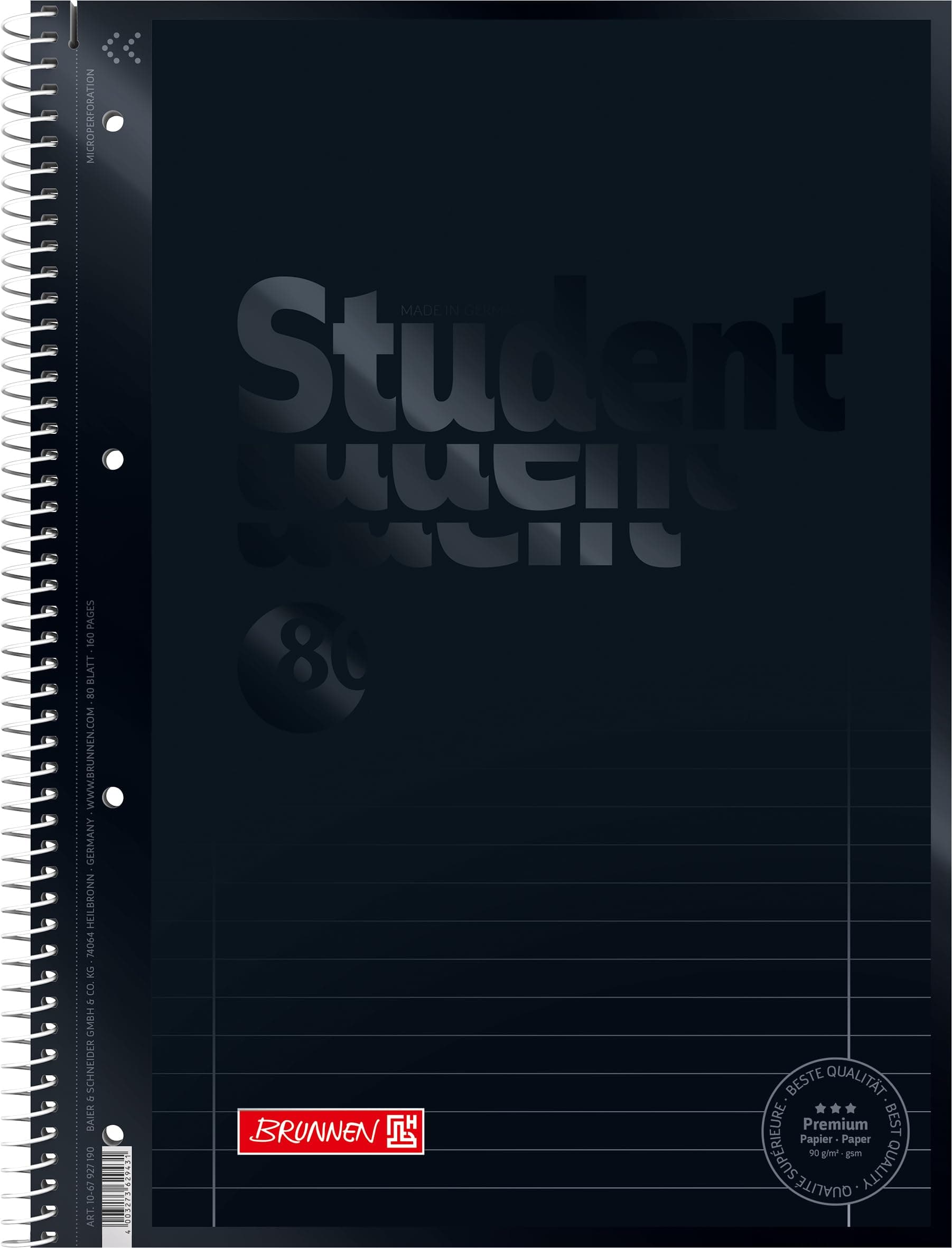 BRUNNEN Collegeblock Premium Student Colour Code | A4, Lineatur 27, 80 Blatt, onyx Colour Code onyx A4 Angebot bei HelloDeals