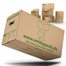 smiley pack 20 x stabile Umzugskartons - 620 x 300 x 330 mm - Extra groß und wieder-verwendbar - Umzugskiste 40kg Traglast - Umzug mit Karton-Box - Robuster Umzugskarton mit Deckel - Ordnungsboxen Angebot bei HelloDeals