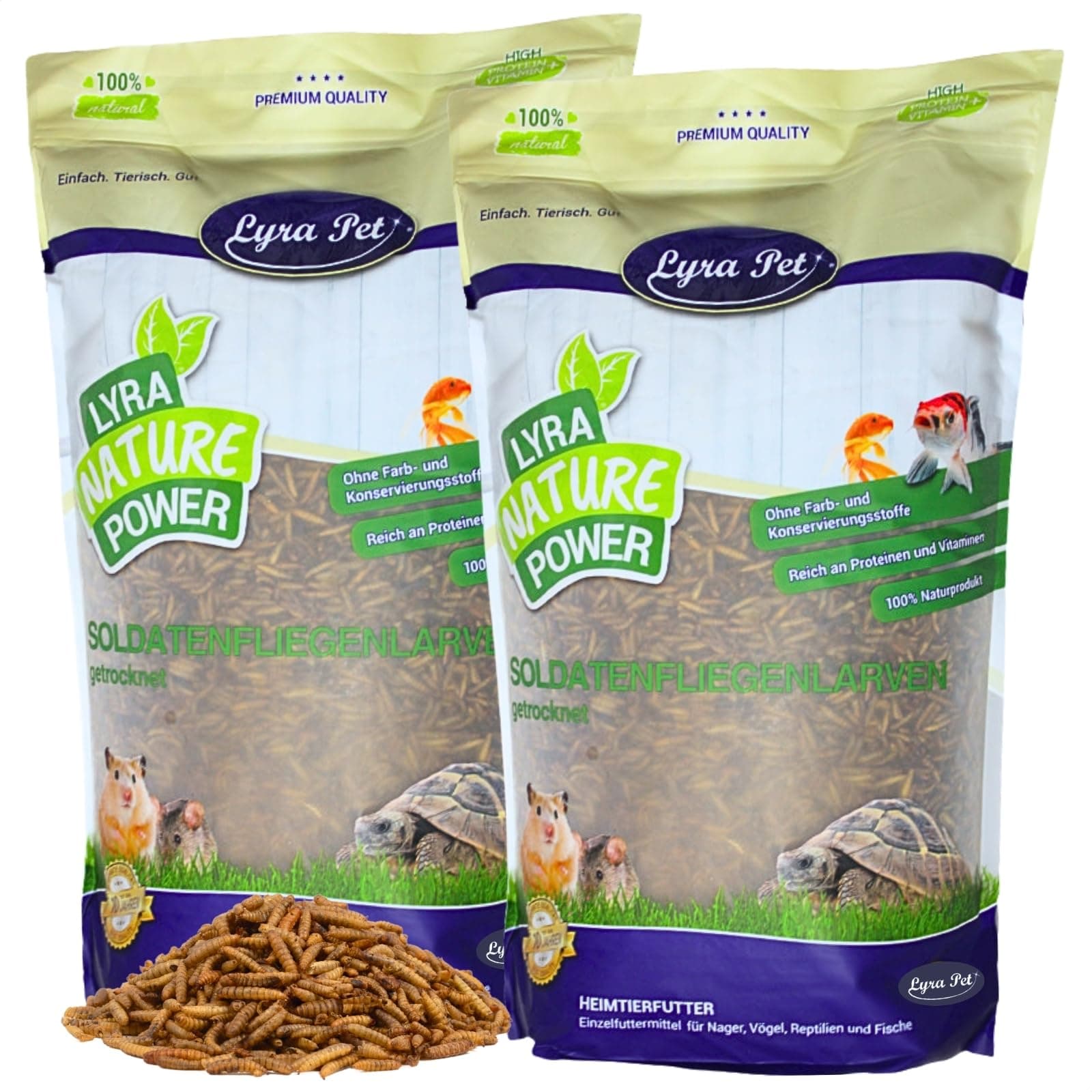 Lyra Pet® | 10 kg Soldatenfliegenlarven getrocknet | Black Soldier Fly | Hermetia Illucens | Wie Mehlwürmer | Reich an Kalzium & Proteinen | Energiereiches Futter für Vögel, Fische, Nager & Reptilien