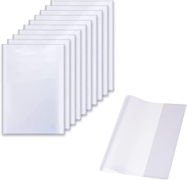 Buchumschlag 16K 10 Stück Transparent, 19.5x 26cm Bucheinschlagfolie Einstellbar Buchschoner, Verdickte Wiederverwendbare und verstellbare Buchumschläge aus Kunststoff für das Home Office der Schule Clear 16K(19*26cm) Centimeters