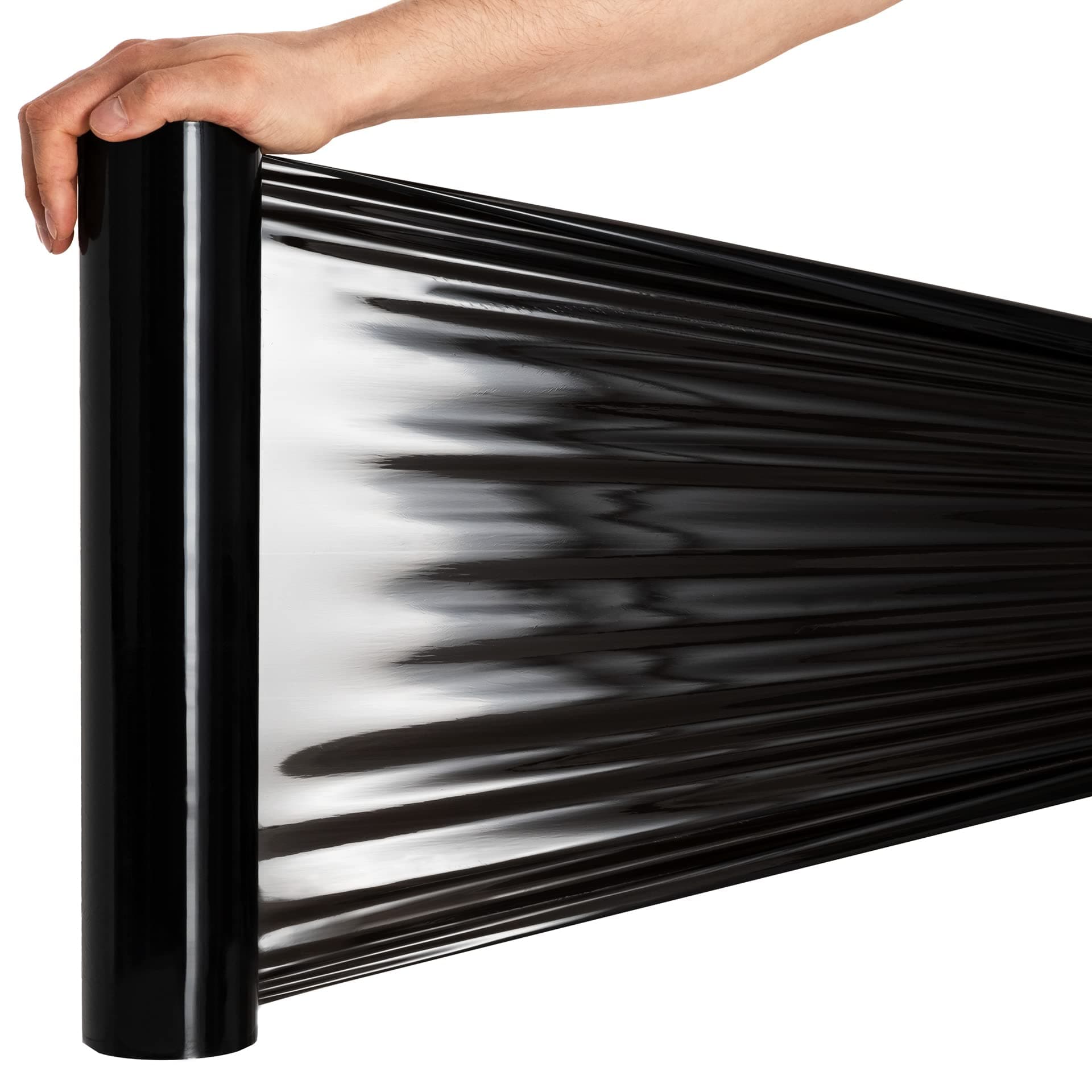 RAGO® Stretchfolie Schwarz folie für möbel 1 Stück 150m Hand Stretchfolie rollen I Palettenfolie Handfolie Wickelfolie I Verpackungsmaterial (7,5 x 7,5 x 40 cm) 0,9 kg I 150m Länge 1 Pièces