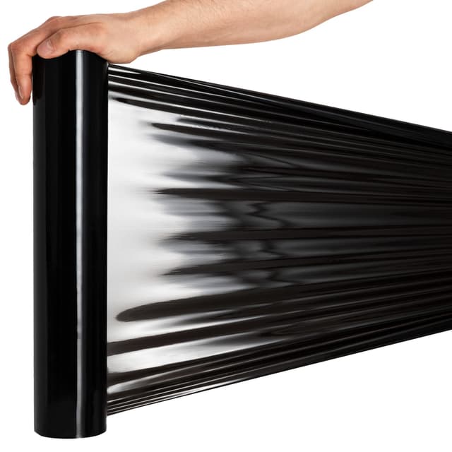 RAGO® Stretchfolie Schwarz folie für möbel 1 Stück 150m Hand Stretchfolie rollen I Palettenfolie Handfolie Wickelfolie I Verpackungsmaterial (7,5 x 7,5 x 40 cm) 0,9 kg I 150m Länge 1 Pièces