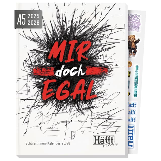 Häfft® Planer 2025/2026 A5 - Softcover Schülerkalender, Schülerplaner, Hausaufgabenheft, Schulplaner "Mir doch egal" - nachhaltig & klimafreundlich