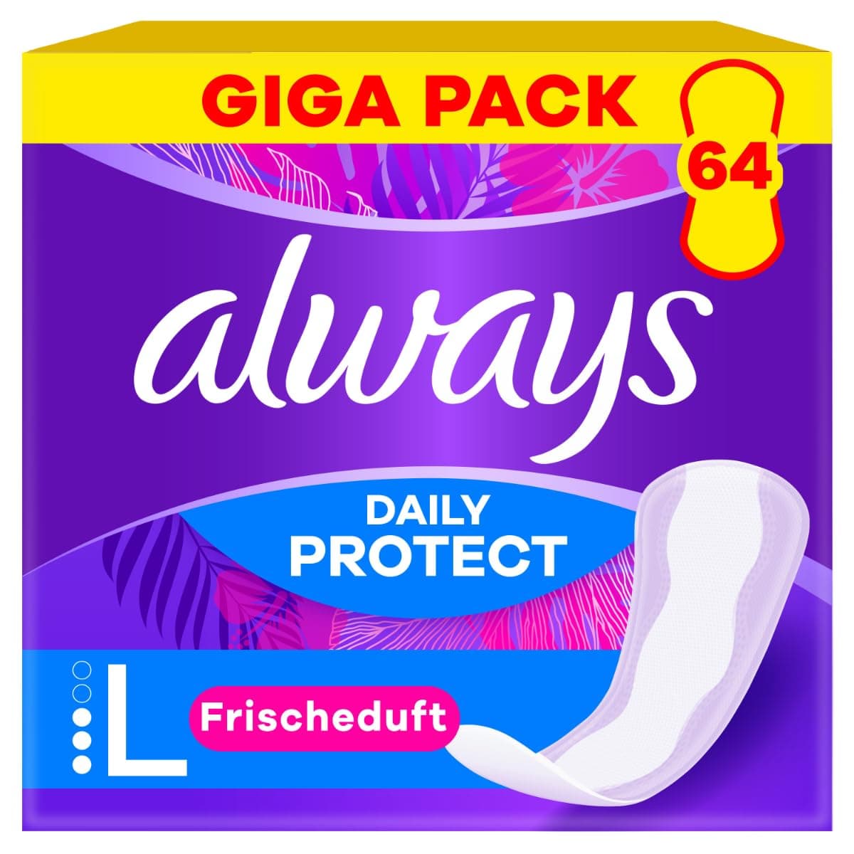 Always Daily Protect Slipeinlagen Damen Long (64 Binden), Gigapack, mit frischem Duft, passend für alle Slipformen, atmungsaktiv, flexibel Angebot bei HelloDeals