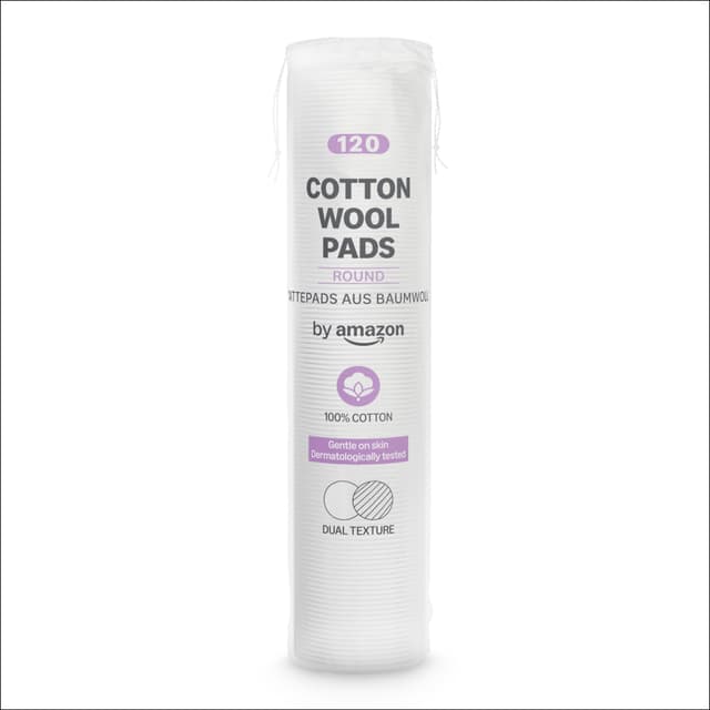 by Amazon Wattepads, doppelte Textur, 100% Baumwolle, 120 Pads 120 Stück