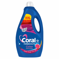 Coral Farbschutz Color Waschmittel Flüssigwaschmittel für Farben länger wie neu XXL 60 WL Angebot bei HelloDeals