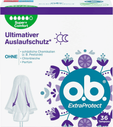 o.b. ExtraProtect Super + Comfort 36 Stück, Tampons für sehr starke Tage, Dynamic Fit Technologie und extra Schutzflügel für bis zu 100 Prozent Auslaufschutz während der Periode Angebot bei HelloDeals