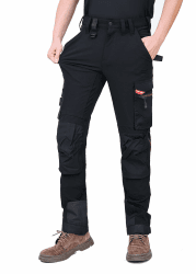 WORK IDEA Herren Slim-Fit Stretch Arbeitshose: Kritische Stoffbereiche aus Cordura – strapazierfähige Eleganz für höchste Ansprüche. Schwarz-type2 54 Angebot bei HelloDeals