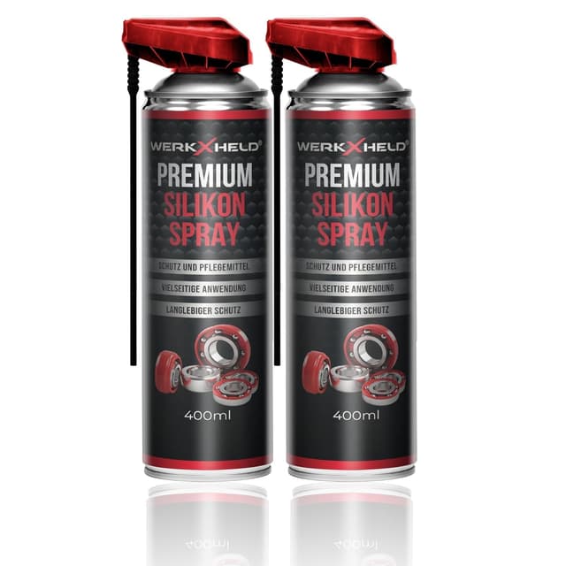 2x WerkXheld Silikonspray Gleitspray 400ml Premium Schmieröl, Kriechöl & Sprühfett - Laufband Öl, Silicone Spray, Silikonfett für Dichtungen, Kunststoff, Gummi, Holz & Metall