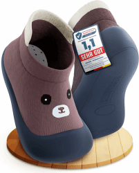Kleinbär® Krabbelschuhe Kinder [Zehen und Fersenschutz] - Lauflernschuhe 6-18 Monate für maximale Sicherheit - Hausschuhe Kinder Turnschläppchen Jungen & Mädchen - Kinderhausschuhe Sockenschuhe Angebot bei HelloDeals