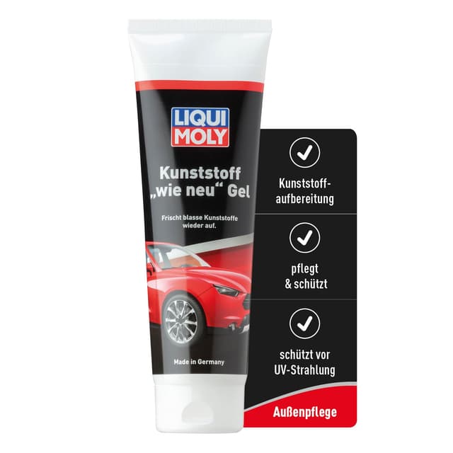 LIQUI MOLY Kunststoff "wie neu" Gel, Art.-Nr. 21899 I 250 ml Kunststoffpflege Auto für verblasste Kunststoffteile I Pflegt, verschönert & schützt I Kunststoff Auffrischer für Außen I UV-beständig