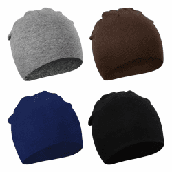 DRESHOW 4 Stücke Unisex Mütze Hut Junge Mütze Frühling Mützchen Kleinkind Wendemütze Jersey Slouch Beanie Bekleidung Unisex Infant Hut Kindergarten Mütze 4 Pack: Black, Grey, Navy, Khaki 2-6 Jahre