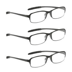 NRDIK PROFLEX Lightweight (3er-Pack) Flexibel Lesebrille – schlagfest, kratzfest, biegbar, rutschfest, Unisex (Männer + Frauen) +1,0, 1,5, 2,0, 2,5, 3,0, 3,5, 4,0 - (oval, gemischte Farbe) Schwarz 2.0 Dioptrien Angebot bei HelloDeals