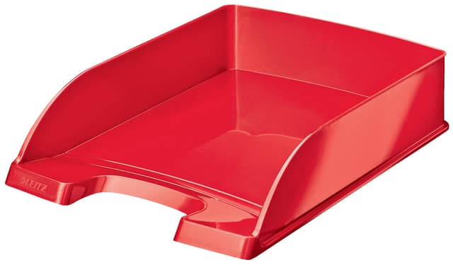 Leitz WOW Briefkorb A4, Briefablage in Premium-Qualität, Stapelbares Ablagefach als Schreibtisch-Organizer, Ideal für Büro, Home Office & Schule, Rot, 52263023 1 Rot 35.7 x 25.5 x 7 cm