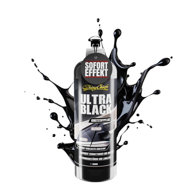 ShinyChiefs ULTRA BLACK Kunststoff Auffrischer 500ml - Auto Kunststoffpflege zur Auffrischung von Kunststoff und Gummiteilen im Außenbereich - Pflegemittel mit UV Schutz, schwarz 500 ml (1er Pack)
