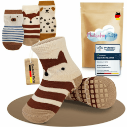 Matschepfuetze Stoppersocken Kinder – Extra Anti-Rusch Funktion für maximalen Halt – Baby Socken für Komfort & Sicherheit – Stoppersocken Baby für Spaß & Abenteuer ohne Rutschgefahr 1-3 Jahre Zoo 3er Set Angebot bei HelloDeals