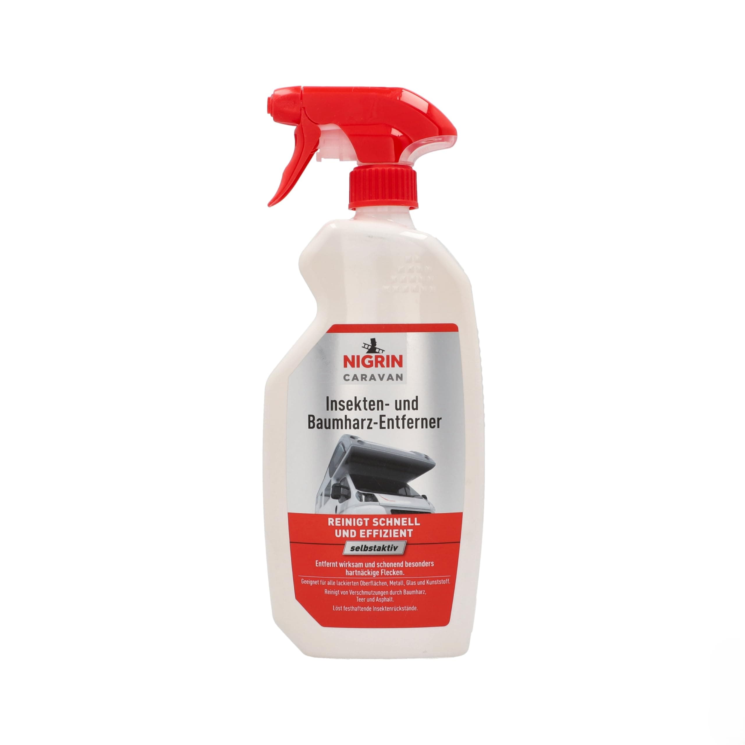 NIGRIN CARAVAN Insekten- und Baumharzentferner, reinigt schnell und effizient, für alle lackierten Oberflächen, Metall, Glas und Kunststoff geeignet, löst festhaftende Insektenrückstände, 0,75l Angebot bei HelloDeals