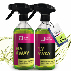 Liquid Elements – Insektenentferner Auto "Fly Away" 2x500ml Gel Sprayflasche – Insektenreiniger hochwirksame, leicht basisch Formel – Löst hartnäckige Insektenverschmutzungen von Lack & Autoscheibe 2x 500ml Spray Angebot bei HelloDeals