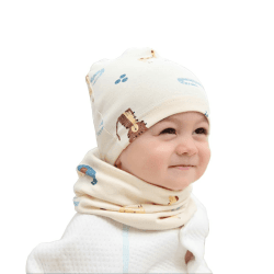 MAKFORT Loop Kinder Mit Beanie Mütze Kinder Baumwoll Schals Baby Schals Winter Loop Schal Junge Und Mädchen B L